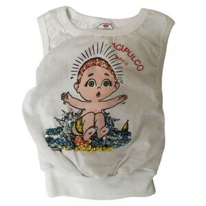 VTG MARBEN Mexico Baby Tank Top 18M – Acapulco Sequin Cartoon Tourist Shirt VBC